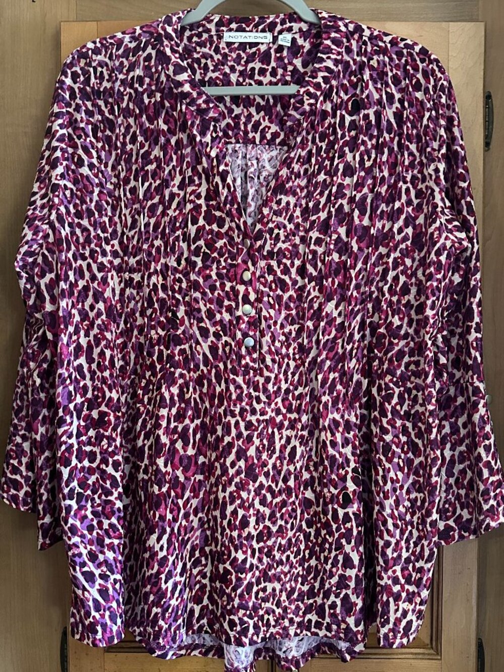 NWOT Notations Colorful Animal Print Top XL